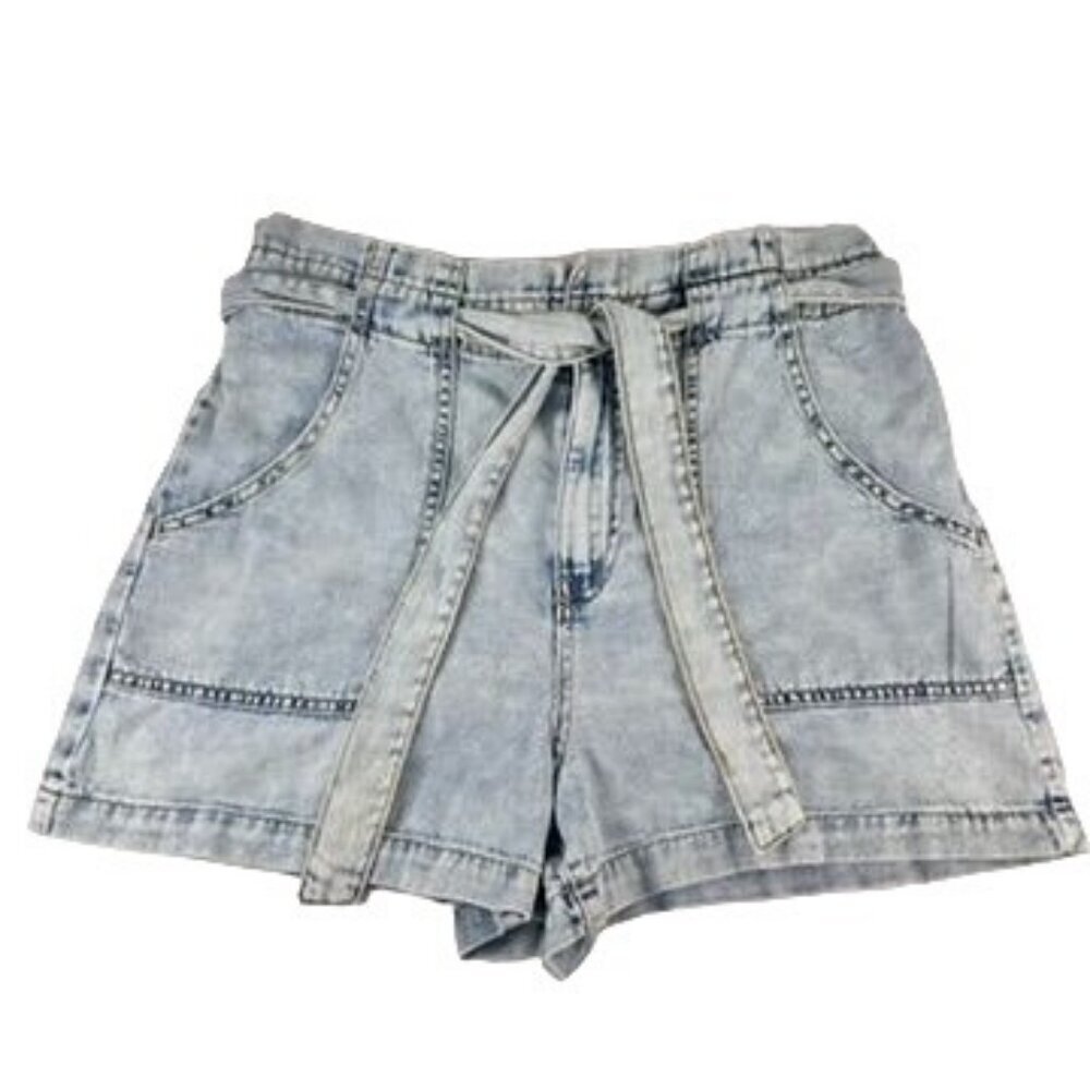 NWOT Banana Republic Womens Blue Denim Shorts Size 31/12 Petite Tie Utility